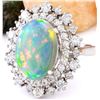 Image 2 : 4.20 CTW Natural Opal 18K Solid White Gold Diamond Ring