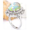 Image 4 : 4.20 CTW Natural Opal 18K Solid White Gold Diamond Ring