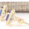 Image 2 : 2.65 CTW Natural Blue Tanzanite And Diamond Earrings 14k Solid Yellow Gold