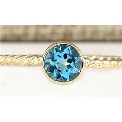 1.00 CTW Natural Blue Topaz Ring In 14k Yellow Gold