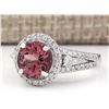 Image 2 : 2.79 CTW Natural Pink Tourmaline And Diamond Ring 18K Solid White Gold