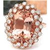 Image 2 : 9.99 CTW Natural Morganite 14K Solid Rose Gold Diamond Ring