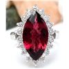Image 1 : 8.82 CTW Natural Tourmaline 14K Solid White Gold Diamond Ring