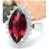 Image 2 : 8.82 CTW Natural Tourmaline 14K Solid White Gold Diamond Ring