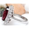 Image 3 : 8.82 CTW Natural Tourmaline 14K Solid White Gold Diamond Ring