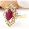 Image 2 : 2.50 CTW Natural Ruby 18K Solid Yellow Gold Diamond Ring