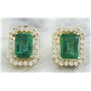 Image 1 : 2.37 CTW Emerald 18K Yellow Gold Diamond Earrings