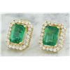 Image 2 : 2.37 CTW Emerald 18K Yellow Gold Diamond Earrings