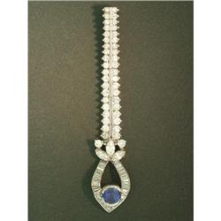 Retro1.53ct  Sapphire & 3.75tcw Diamond Pendant #934377