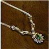 Estate Emerald & Diamond, Chain Trim Necklace #934391