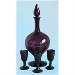 Amethyst Art Glass Decanter Set #934442