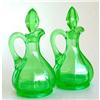 Image 1 : US Green Depression Glass Oil an Vinegar Cruets #934498