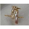 Image 1 : 14K YG Baroque Pearl Diamond Parrot Brooch Pin #934747