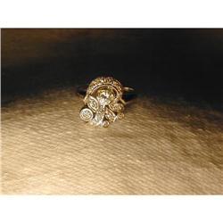 Antique 14K WG White Gold Floral Cluster Ring #945075