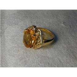 Estate 14K Gold Citrine Diamond Filigree Ring #945090