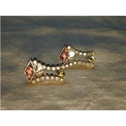 18K Diamond Tourmaline Pink Sapphire Earrings #945093