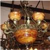Image 1 : Alabaster stone and casted bronze chandelier.  #945185