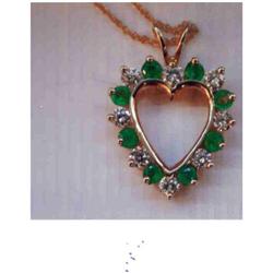 Heart Outline w/Diamonds and Emeralds #952576