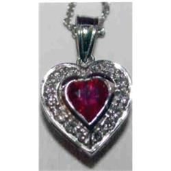 Centered Ruby Heart in White Gold w/Diamonds #952577