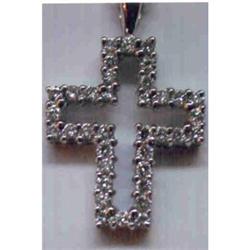 White Gold Outline Cross w/Diamonds #952578