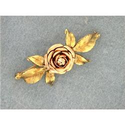 14K Rose/Yellow Signed Boret Art Nouveau Pin #952689