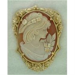 Natural Shell Portrait Cameo with Ornate Floral #952697