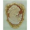 Image 1 : Natural Shell Portrait Cameo with Ornate Floral #952697