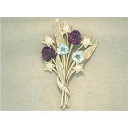 Vintage Art Deco Platinum Diamond Amethyst & #952728