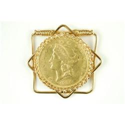 $20 LIBERTY HEAD GOLD COIN 1896 in MONEY  CLIP #952877