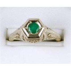 Antique 14k Filigree Ring EMERALD .65 CTS! #952878