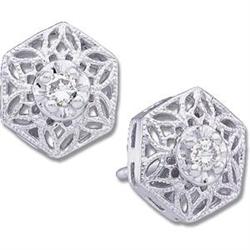 DIAMOND EARRINGS Filigree WHITE GOLD! #952881