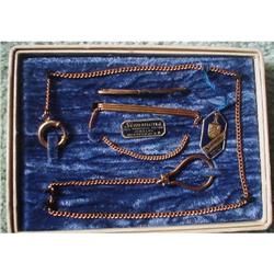 3 PC Gold Mens Watch,Collar,Tie Bar Set #952884