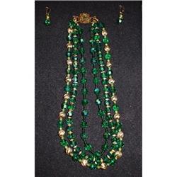 MULTI-STRAND Necklace CRYSTAL W/GOLD #952885