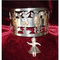Sterling Silver/18K inlaid  Peruvian  Bracelet  #952887