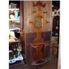 Image 1 : Antique Hall Tree---Carved Initial W--Unique!!! #952915
