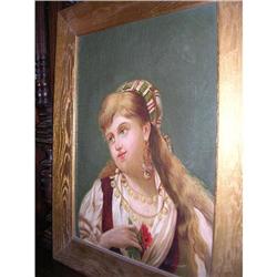 VINTAGE Gypsy Girl Original American Painting #952924