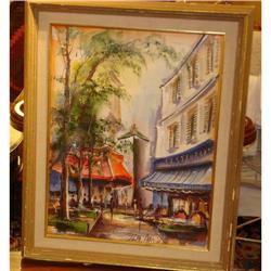 Exceptional Paris Street Scene, Oil on Board #952985