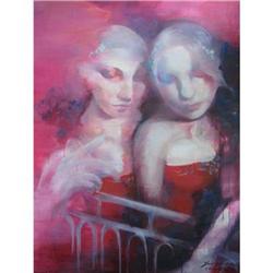 original oil painting, Red Handrail #952993