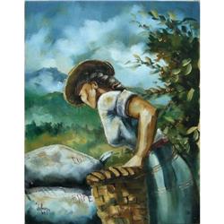 ORIG CUBAN OIL PAINTING LADY IN THE COUNTRY #953000