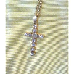 EDWARDIAN OLD MINE DIAMOND CROSS &CHAIN/14K #953005