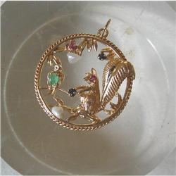 VINTAGE 40's "SQUIRREL & BIRD" 14K #953018