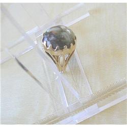 ARTS & CRAFTS 14K & MOSS AGATE HANDMADE RING #953020