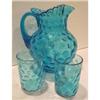 Image 1 : FentonBlue Ruffled CoinDot Pitcher FourTumblers #953080