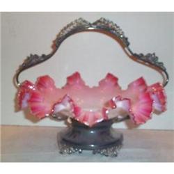 Cranberry Cased Ruffled Edge Brides Basket #953145