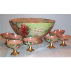 Hand Painted Limoges Punch Bowl and Cups #953148