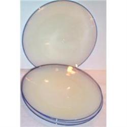 RARE Four Fry Foval Delft Trimmed Dinner Plates #953170