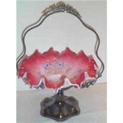 Hand Painted Bluebell Art Glass Brides Basket #953179