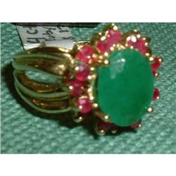 Estate Emerald & Ruby 14kt yellow gold ring #953247