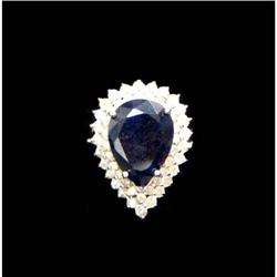 Estate Pear Cut Sapphire Diamond Ring gold 14kt #953252