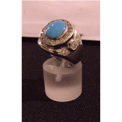 Persian Turquoise Diamond white gold ring bezel #953259